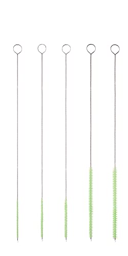 10" Lab Tube Brush Set - 5-Pack Small Glassware Green | Flexible food grade 304 wire, Densely packed surface safe nylon bristles, Radial protective wiretip prevents glass cracks - color: Green, size: Small 5 Pack (2mm 3mm 4mm 5mm 6mm)