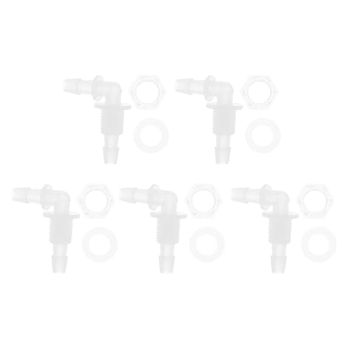 1 Set Aquarium Plastic Hose Barb Fitting 1/4" Hose ID Elbow Connectors Aquarium Tank Air Pump Hose Joints Clear PP - size: 1/4"-G1/4