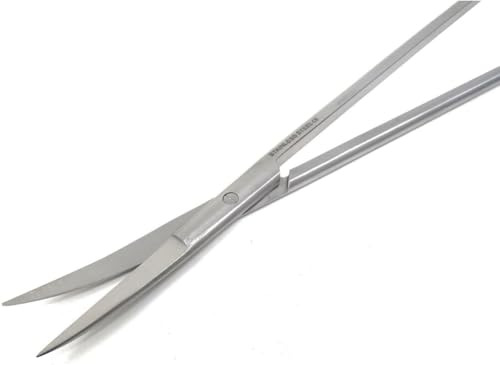 12" Stainless Steel Aquarium Scissors, Curved Long Aquatic Plant Trimming Scissors for Aquascaping, Fish Tank & Terrarium Maintenance in Fresh & Salt Water (Silver)