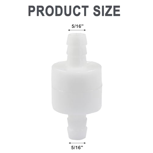5/16" One Way Inline Check Valve 2 Pcs, Non Return Ozone Resistance PVDF Plastic One-Way Fuel Oil Water Gas Pump Air Check Valve - size: 5/16 Inch
