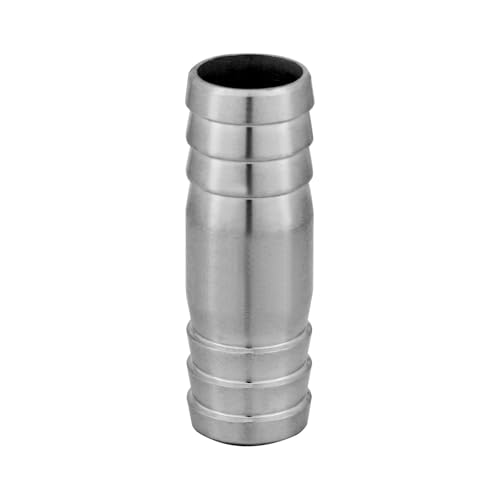 Stainless Hose Barb 1/2" Splicer Mender Union Tubing Coupling Fittings with Hose Clamps Air Water Fuel Oil (pack of 2) - size: 1/2" Hose Barb(13mm)