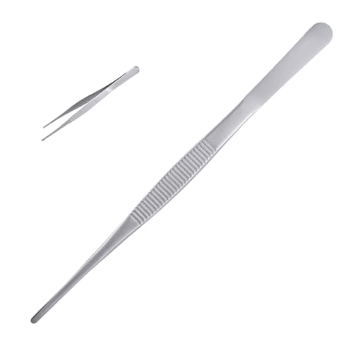 10Inch Fine-Tip Kitchen Tweezers Tongs – Extra-Long Stainless Steel Cooking Tweezers Dishwasher Safe for Grilling, Baking & Food Prep (10In Straight BBQ Tongs) - color: 10In Straight BBQ Tongs