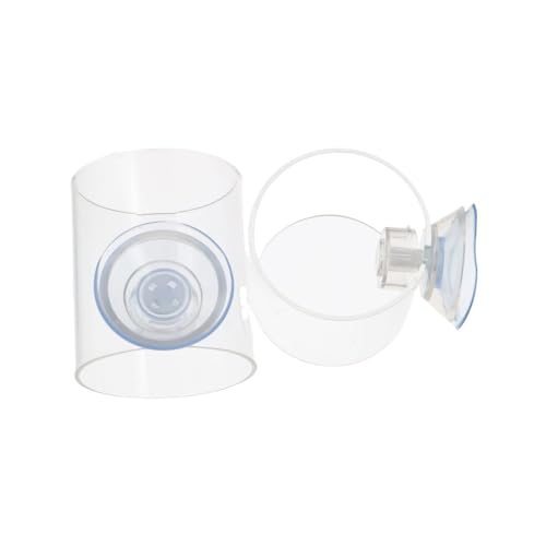 Pokinge 2Pcs Aquarium Fish Food Feeder Tube, Transparent Acrylic Feeding Ring with Strong Suction Cup, Adjustable Height Fish Tank Station Floating Food Tray Feeder