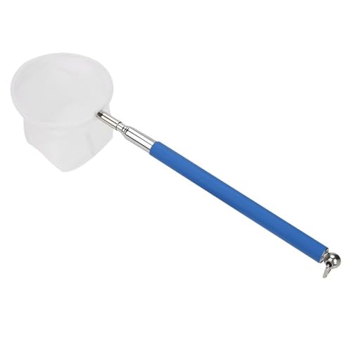 20-57.5cm Stainless Steel Adjustable Aquarium Fish Shrimp Net with Wall Hook Expandable Fishing Net for Tank Cleaning and Hexapod Catching - style: Blue Round Net