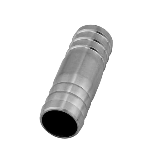 Stainless Hose Barb 1/4" Splicer Mender Union Tubing Coupling Fittings with Hose Clamps Air Water Fuel Oil (pack of 2) - size: 1/4" Hose Barb