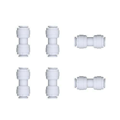 6pcs White Plastic Union Connector (3/8-in OD x 3/8-in OD, Push-to-Connect Coupling Fitting)