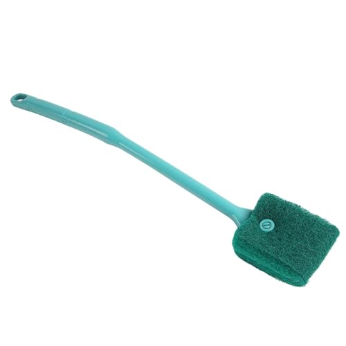 Tnfeeon Aquarium Scraper Double Sided Sponge Brush Cleaner Long Handle Fish Scrubber Sponge Scrubber Cleaner for Glass Aquariums and Home Kitchen 15.7 inches(Green)
