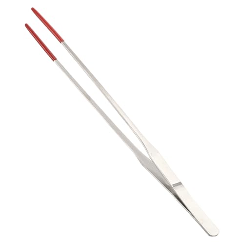 Reptile Feeding Tongs, Stainless Steel Lizard Feeding Tongs, Aquarium Straight Feeding Tweezers for Reptiles with Rubber Tip, Terrarium Feeding Tongs for Gecko, 10.63" Length, Red - color: Red, size: 10.63"
