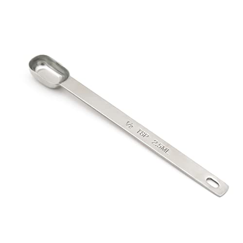 1PCS 1/2tsp (1/6tbsp, 2.5ml) Single Measuring Spoon, Stainless Steel Long Handle Individual Teaspoons Only - size: 1/2tsp|1/6tbsp|2.5ml
