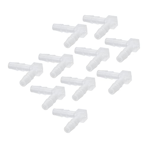 10Pcs 90 Degree Elbow Fitting, Plastic Barbed Hose Adapter for 4mm Tubing, L Shape Connector for Boat, Aquarium, Automotive, DIY Plumbing, Irrigation Systems - size: 4mm