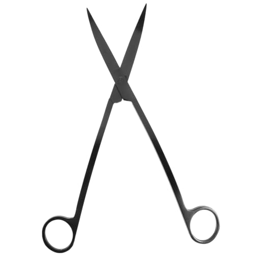Garneck Stainless Steel Aquatic Plant Scissor for Fish Tank Durable Water Plant Trimmer with Comfortable Finger Rings Aquarium Planting Tool for Freshwater Saltwater Landscapes