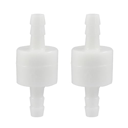 1/4" One Way Inline Check Valve 2 Pcs, Non Return Ozone Resistance PVDF Plastic One-Way Fuel Oil Water Gas Pump Air Check Valve - size: 1/4 Inch
