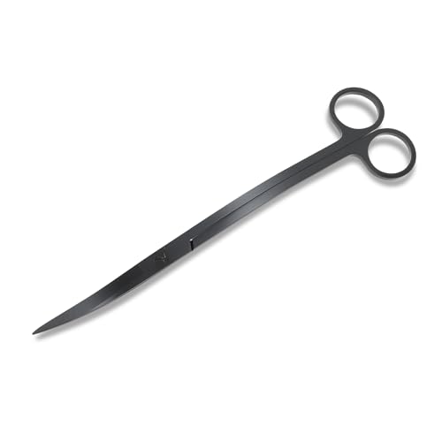 Stainless Steel Aquarium Scissors, Wave Design, Professional Aquaplant Maintenance Tool, Black, 1 Pcs