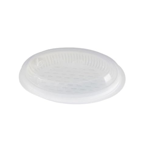 BESPORTBLE Professional Fish Steamer Plate with Lid for Microwave, Food Steaming Plate for Steamed Fish and Dumplings, Quick Heat Transfer and Water Retention, White Cooking Container