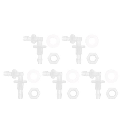 1 Set Aquarium Plastic Hose Barb Fitting 3/16" Hose ID Elbow Connectors Aquarium Tank Air Pump Hose Joints Clear PP - size: 3/16"-M8