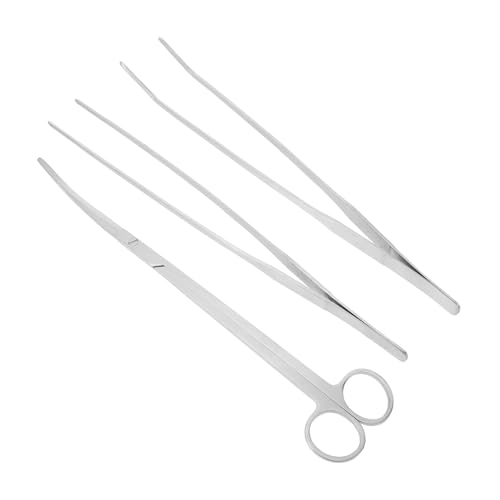 ibasenice 3-Piece Aquarium Plant Tool Kit Stainless Steel Trimming Scissors Tweezers Rake for Aquascaping for Fish Tanks and Aquatic Plant Maintenance