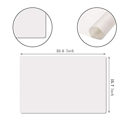 23.6'' by 15.7''Flexible Silicone Placemat Non Slip Waterproof Heat Resistant Dinner Table Transparent with Fog 2 PCS - color: Transparent With Fog-2 Pcs