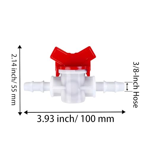 3/8-Inch Drip Irrigation Barbed Valve, Drip Line Ball Valve Shut-Off Plastic Switch Hose Connectors, Drip Irrigation Tubing Parts for Drip Irrigation and Aquariums White, 2PCS - size: 3/8 Inch