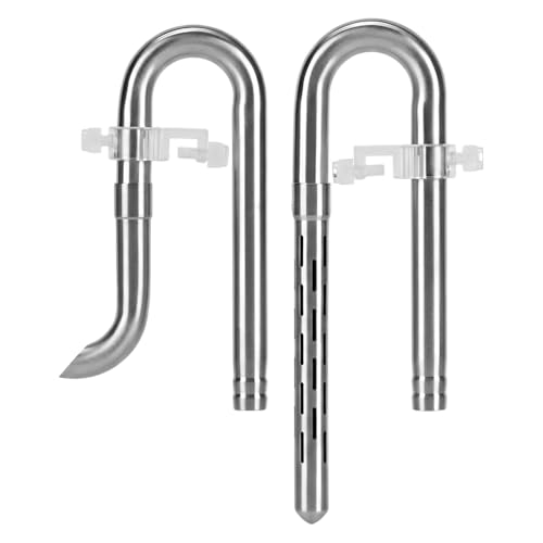 Inflow & Outflow Lily Pipe, Stainless Steel Aquarium Filter Pipes with 2Pcs Pipe Holders for 4.7"/6.3"/7.9" Hoses, Available Extension Pipes - size: Fits 12mm Hose