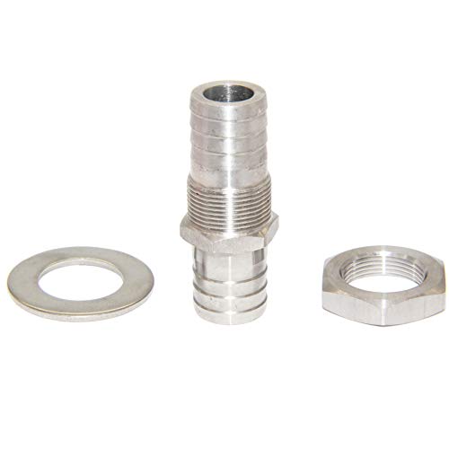 Beduan 5/8" Hose Barb Thru-Bulk Bulkhead Straight Hex Union Stainless Steel Fitting - size: 5/8" Hose Barb, style: Pack of 1