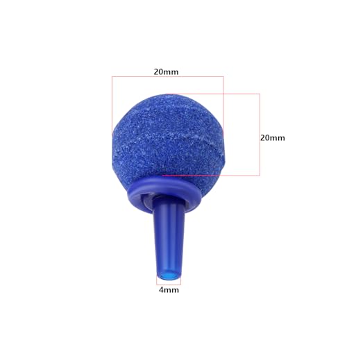 OTOTEC 20Pcs Round Aquarium Air Stones 4mm Fish Tank Round Air Bubble Stones for Pond Aquarium Pond Air Pumps 20x4mm Blue Air Stone
