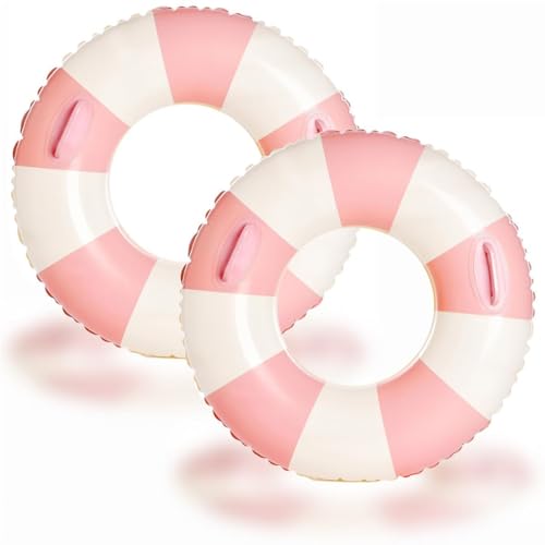 2 PCS Inflatable Pool Floats for Swimming Pool Party Lake Beach Adults - Floaties Pool Tubes Swim Rings Tubes Floaties for Beach Pool Party Decorations - color: Pink, size: 33"