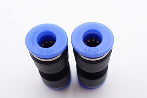 Push to Connect Fitting 3/16" Tube OD, Pneumatic Air Water Straight Union Two Way Connector/Coupler (Pack of 5) - size: 3/16 inch - 3/16 inch