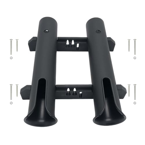 HiUmi Wall Mounted Fishing Rod Holders Tubes Links Fishing Rod Holder Rack Rests (2-Pole-Black) - color: 2-pole-black