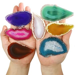 rockcloud 10 Pcs Agate Light Table Slices, Healing Crystals Geode Stones,Irregular Home Decoration Jewelry Making,Black