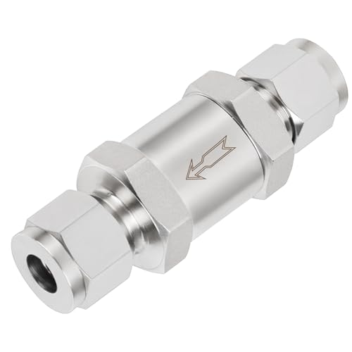 Yoebor 304 Stainless Steel Detachable Compression Check Valve 1/4" OD x 1/4" OD One Way Non-Return Valve for Water Oil Gas, 1pc - size: 0.25 Inch