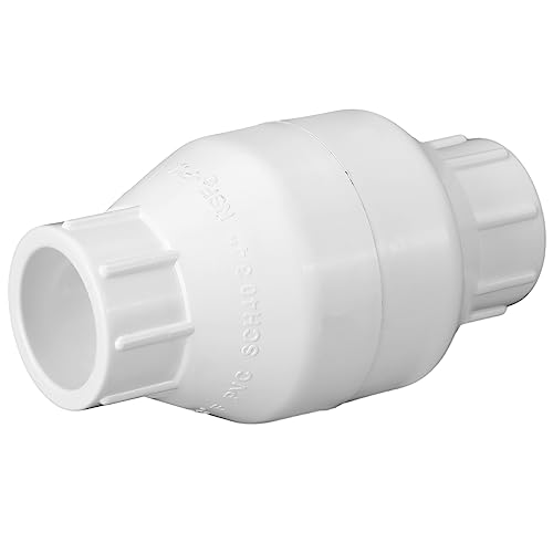 1 Pcs 3/4 Inch PVC Inline Check Valve Solvent Connections White Plastic Backflow Preventer Pipe Fittings Check Socket Schedule - size: 3/4 Inch