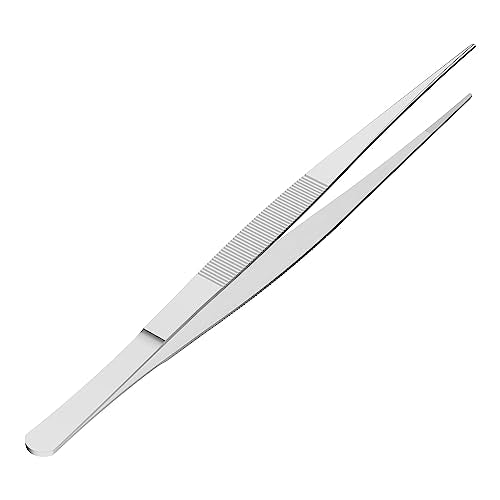 8 Inch Stainless Steel Tweezers, Straight pointed Serrated Tips, Perfectly Aligned, 3/64 Inch Thickness Stainless Steel, Multipurpose Daily Garden Home Lab Craft Repairing Tool - size: 8"L(3/64"T)