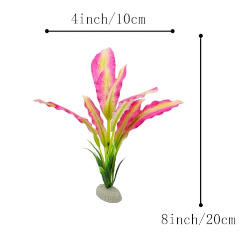 2pcs Set Green Artificial Plant Fish Tank Decor Aquarium Decorations Betta Leaf pad Hammock 8inch Silk/Plastic Plant Goldfish Fish Bowl Small Tank Plants (Purple/Pink-2pcs-Set) - color: Purple/Pink-2pcs-set