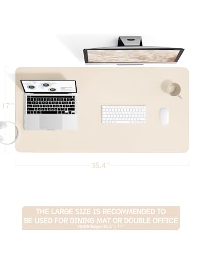 YSAGi Non-Slip Leather Desk Pad, Desk Matt for Desktop, Waterproof Laptop Computer Keyboard Mat, Table Protector Blotter Mat, Large Mouse Pad for Office/Work/Home/Decor(Beige, 35.4" x 17") - color: Beige, size: 35.4" x 17"