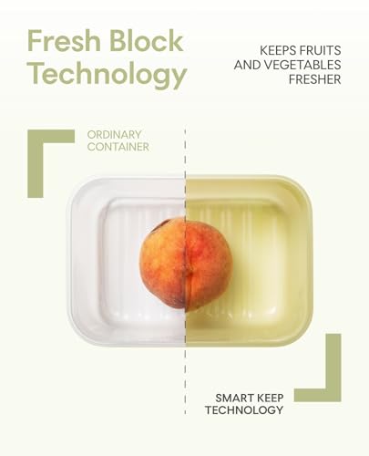 LocknLock Fresh-Block Plastic Food Storage Container | Produce Storage Containers for Fridge | Vegetable & Fruit Storage Containers for Fridge, Airtight Storage, Microwave & Dishwasher Safe 330ml - size: 330ml