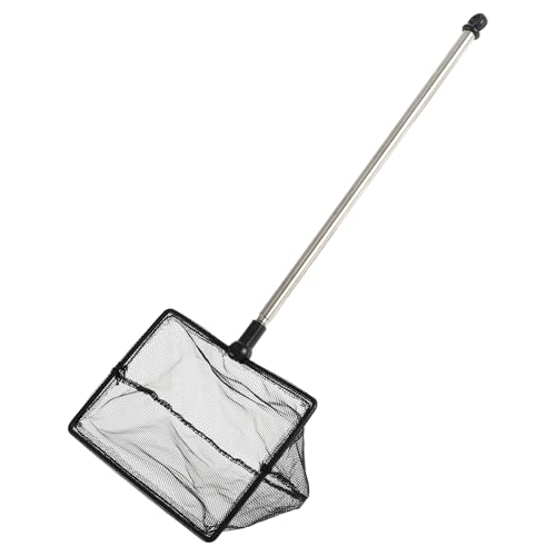 Fish Tank Net, Fine Mesh Aquarium Fish Net, Long Handle Fish Net, Stainless Steel Extendable Handle, Square Aquarium Cleaning Net for Aquarium Accessories
