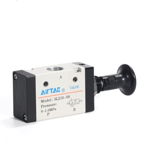 Push-Pull Valve AirTAC 3L110-06 1/8" NPT 3/2 Way Hand Lever 2 Position 3 Way Pneumatic Air Manual Control Direct Acting Type 0-145 PSI - size: 1/8 NPT, style: 3/2 way
