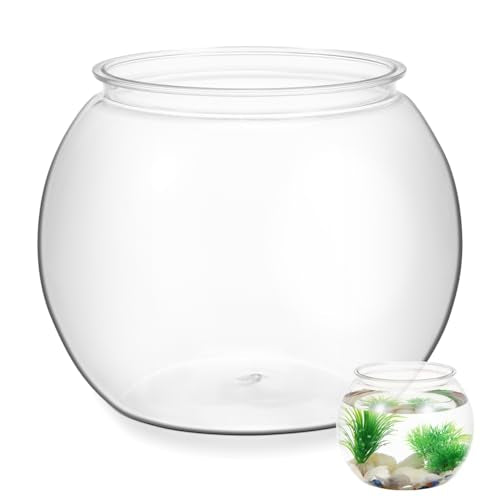 Totority Transparent Aquarium Tank 8.66 Inch Multi-Function Betta Fish Bowl Desktop Goldfish Tank Office Party Home Decor Durable Pet Material