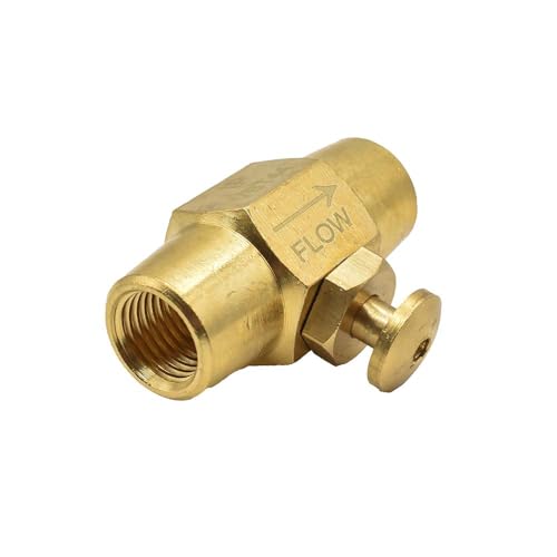 Interstate Pneumatics VBT44 - Brass Button Valve 1/4 Inch x 1/4 Inch Female NPT, Red, Small, AMT-VBT44
