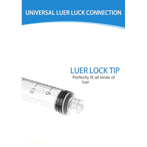 Luer Lock Syringe 20ml - Sterile Disposable Syringes without Needles (10 Pack), Individual Sealed Packaging - size: 20ml
