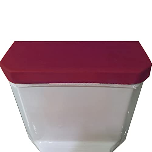 Madeals Velvet Toilet Tank Lid Cover Fabric Cover for A Lid Toilet Tank Burgundy - color: Burgundy