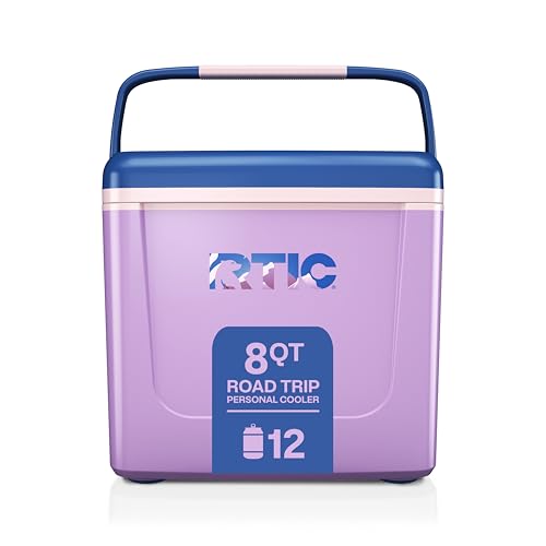 RTIC 8 QT Road Trip Personal Cooler, Small, Compact, Insulated, Portable Ice Chest Box for Food, Drink, Beverage, Beach, Camping, Picnic, Fishing, Boat, 12-Can Capacity - color: Snowy Peak