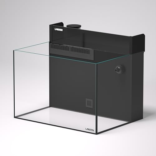LANDEN EasyCube EC60K AIO Marine Aquarium Kit,26.25 Gallon Rimless Saltwater Reef Tank with Integrated Back Filter, Protein Skimmer Return Pump Filter Sock ATO Reservoir–Opti-White Glass Reef System - size: 60 cm