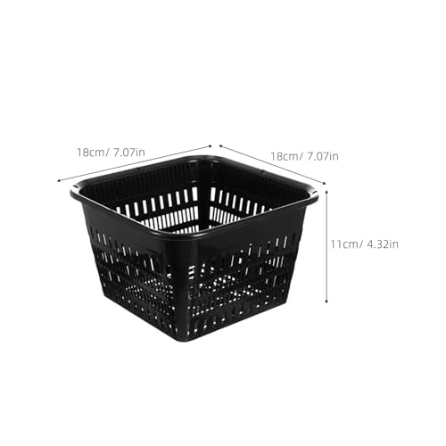 Kisangel 4pcs Aquatic Plant Basket Square Hydroponic Baskets Plastic Slotted Mesh Pond Planting Pots Plastic Net Cups for Balcony Garden,Black