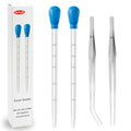2 Piece Aquarium Coral Feeder with 2 Piece Stainless Steel Feeding Long Tweezers Syringe Spot Coral Feeder Reptile Feeding Tools for Aquatic Plant Reef Anemones Lionfish (Blue, Silvery)