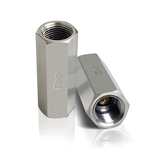 Air Check Valve G1/4" Female Threaded Full Ports One Way Silver Water Brass Non Return Check Valve (Pack of 2) - size: 2PCS