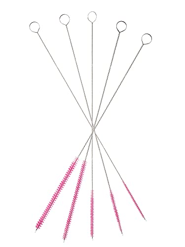 10" Tube Brush Set - 5-Pack Small Airbrush Cleaner Pink | Multi-diameter detailed nylon bristles, Snag-free flexible metal wire, Ideal for cleaning craft guns pipes and small vials - color: Pink, size: Small 5 Pack (2mm 3mm 4mm 5mm 6mm)