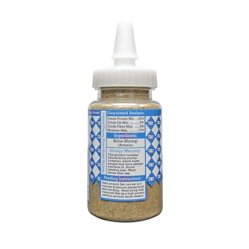 Fine Brine Shrimp Freeze Dried Fish Food, 0.5 oz, Semi-Fine Loose Particles, for Freshwater and Marine Aquarium Fish