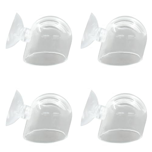 4Pcs Aquarium Worms Feeder, Acrylic Worm Feeding Cup with Suction Cups, Water Planter Pot Live Plant Holder for Fish Tank