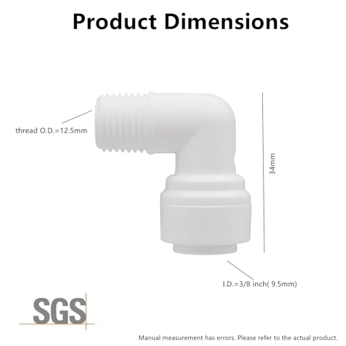10 PCS 1/4" Male x 3/8" OD Push to Connect Tube Fitting - Quick Connect for Water Purifiers, Drinks Dispenser & Filtration Systems (Elbow Type) - style: 1/4" Male x 3/8" elbow connect(10)